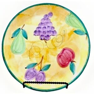 VTG Yellow Caleca Frutta Charger Plate 11 1/4" Fruit Italy Rustic Farmhouse Dish